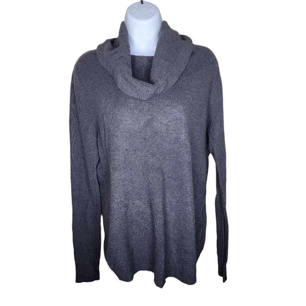 Sioni Long Sleeve Ribbed Cowl Turtleneck Sweater Womens Size M Gray Athleisure